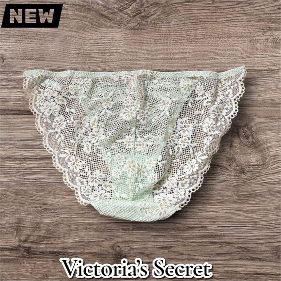 New NWT Victoria’s Secret Lace Bikini – Mint Floral Mesh (Size M) - Picture 6 of 6